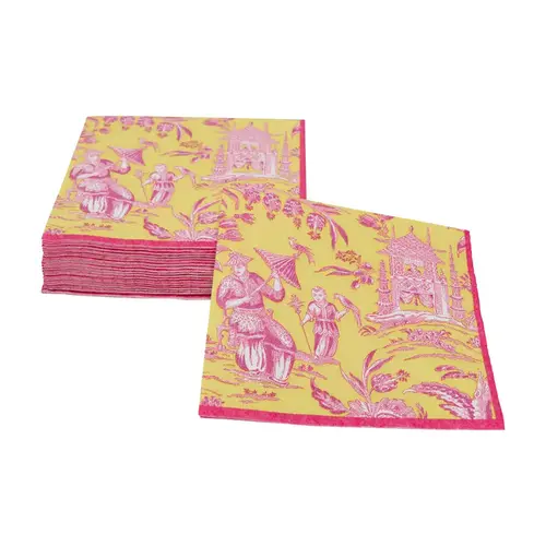 Cosi Store • Serviettes PM Silk Road Chartreuse Caspari (Caspari)