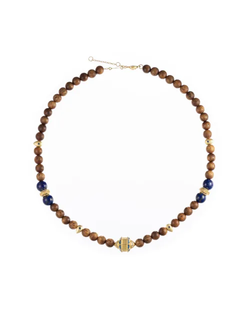 Cosi Store • Ras de Cou Eonia Vermeil, Bois & Lapis Lazuli Marathi (Marathi)