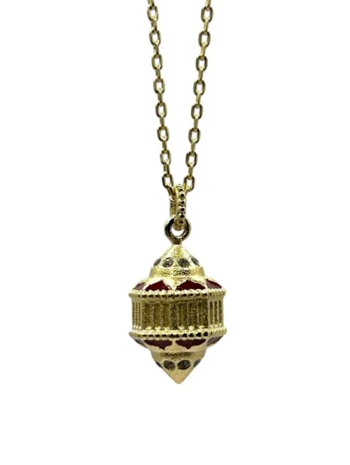 Cosi Store • Pendentif Naos PM Vermeil Email Bordeaux Saphirs blancs Marathi (Marathi)