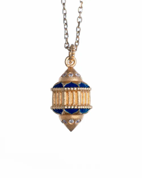 Cosi Store • Pendentif Naos PM Vermeil Email Bleu Saphirs blancs Marathi (Marathi)