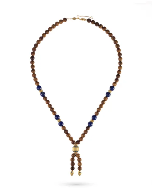 Cosi Store • Collier Ananda Vermeil, Bois et Lapis Lazuli Marathi (Marathi)