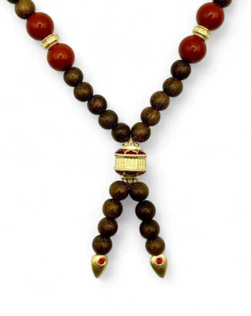 Cosi Store • Collier Ananda Vermeil, Bois et Jaspe Marathi (Marathi)