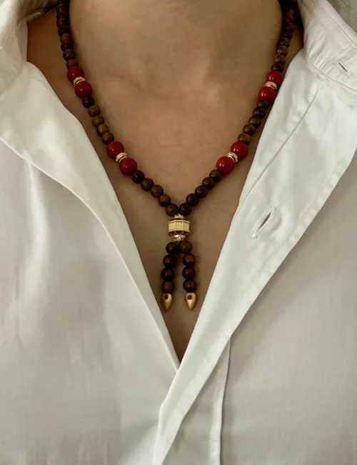 Cosi Store • Collier Ananda Vermeil, Bois et Jaspe Marathi (Marathi)