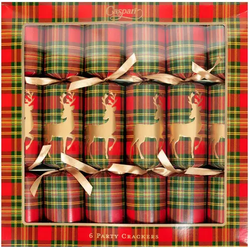 Cosi Store • Crackers Red Reindeer Tartan Caspari (Caspari)