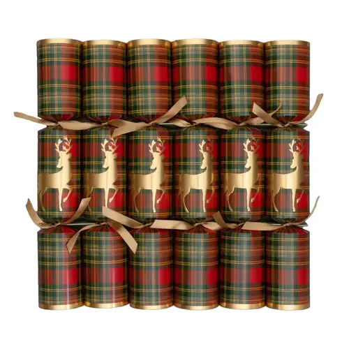 Cosi Store • Crackers Red Reindeer Tartan Caspari (Caspari)