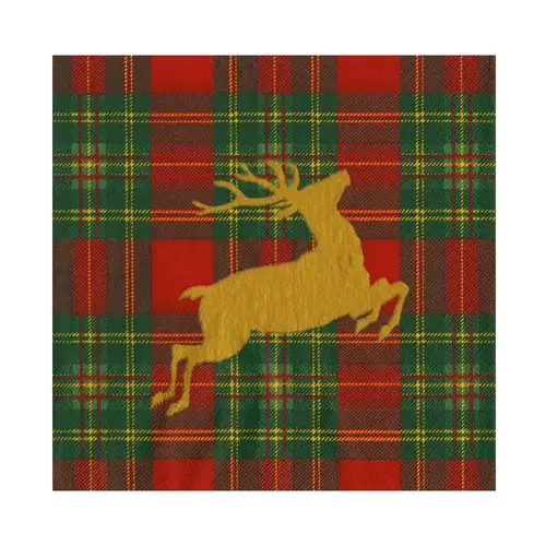 Cosi Store • Serviettes GM Reindeer Tartan Red Caspari (Caspari)