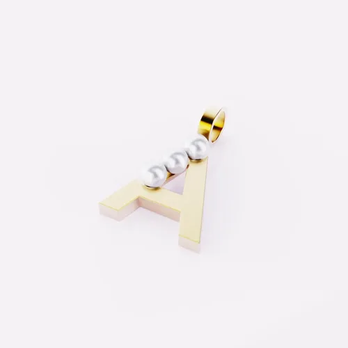 Cosi Store • Lettre A - Pendentif en or et perles de culture blanche D1928 (D1928)