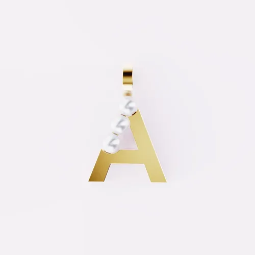 Cosi Store • Lettre A - Pendentif en or et perles de culture blanche D1928 (D1928)
