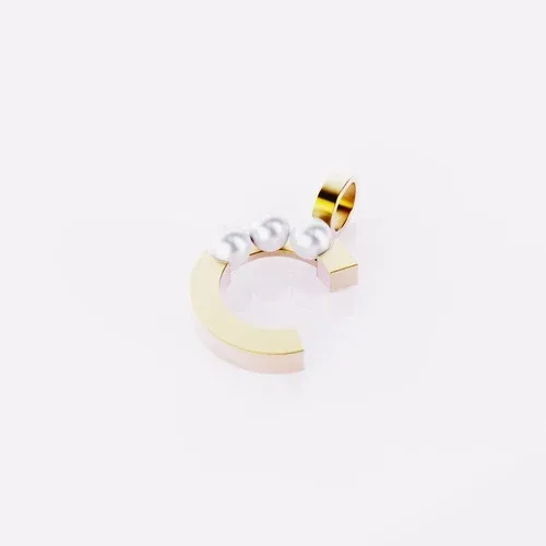 Cosi Store • Lettre C - Pendentif en or et perles de culture blanche D1928 (D1928)