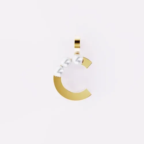 Cosi Store • Lettre C - Pendentif en or et perles de culture blanche D1928 (D1928)