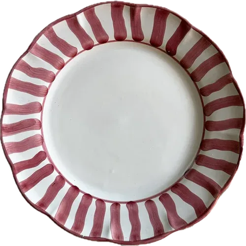 Cosi Store • Assiette Sole 25 cm Rayures Bordeaux (Popolo)
